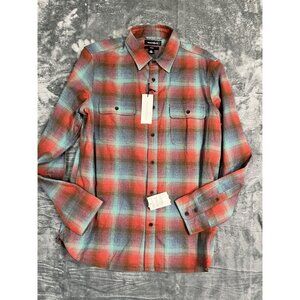 Treasure & Bond Mens Trim Fit Plaid Button-Up Shirt Size L Red & Turquoise NWT